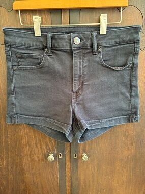 American Eagle Outfitters Black Roll Cuff Denim Shorts